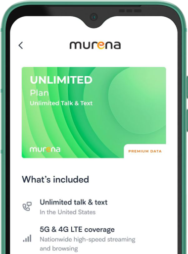 Smartphone Murena affichant le Plan illimité sur l'écran